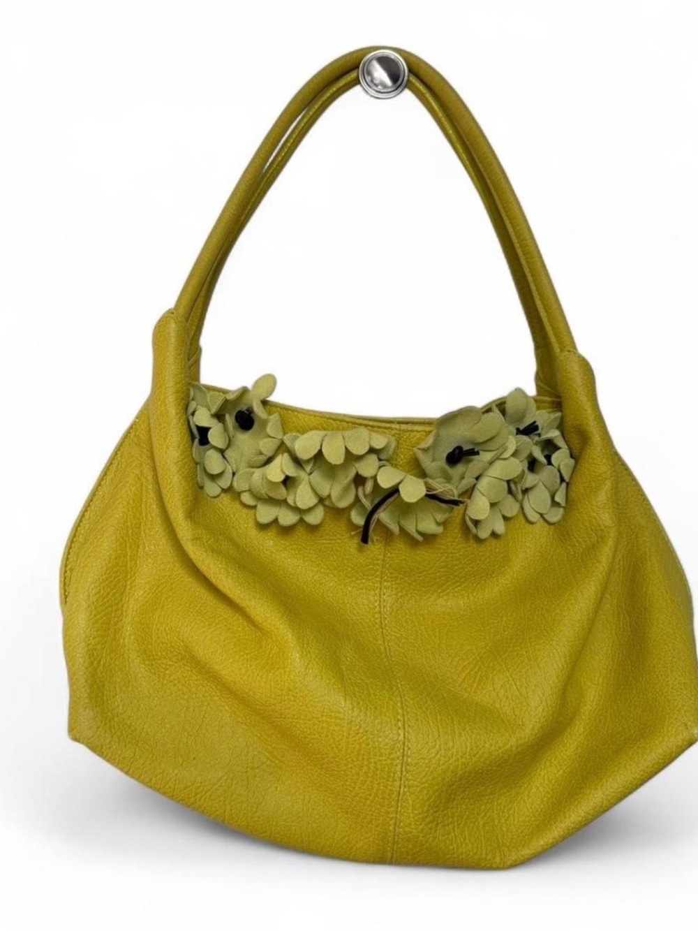 Italian Leather Floral Shoulder Bag